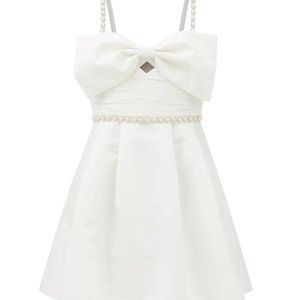 Self-Potrait Bow-tied crystal-embellished taffeta mini dress